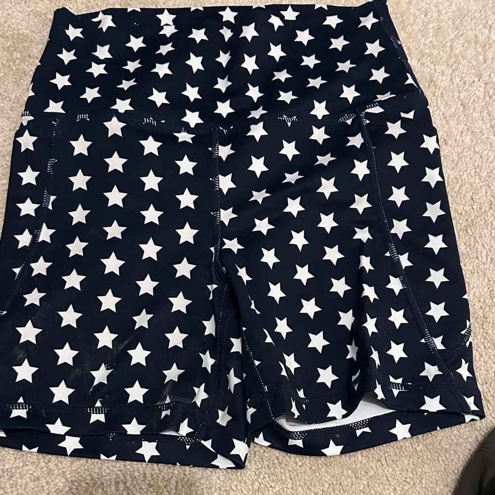 Senita Athletics Star Pattern Bike Shorts - Black and White